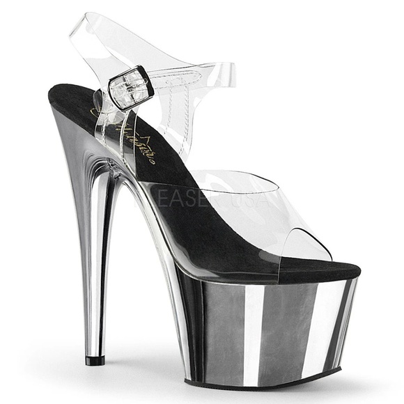 Pleaser Shoes - Pleaser Adore 708 Silver Chrome 8